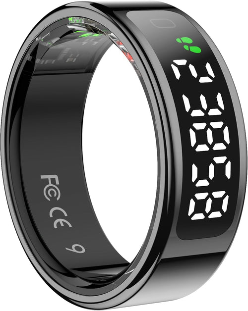 R15 Smart Ring Anello Smart Anello Intelligente con display,Anello Smart Fitness Tracker,Impermeabilità 5 ATM ricarica wireless iOS e Android Activity Tracker,Frequenza Cardiaca,SpO2,Sonno (M 18.3mm)