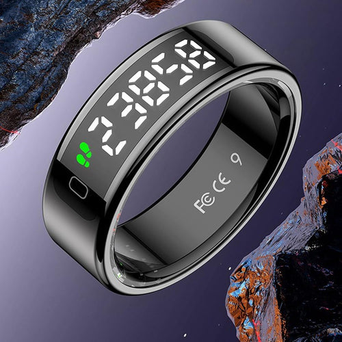 R15 Smart Ring Anello Smart Anello Intelligente con display,Anello Smart Fitness Tracker,Impermeabilità 5 ATM ricarica wireless iOS e Android Activity Tracker,Frequenza Cardiaca,SpO2,Sonno (M 18.3mm)